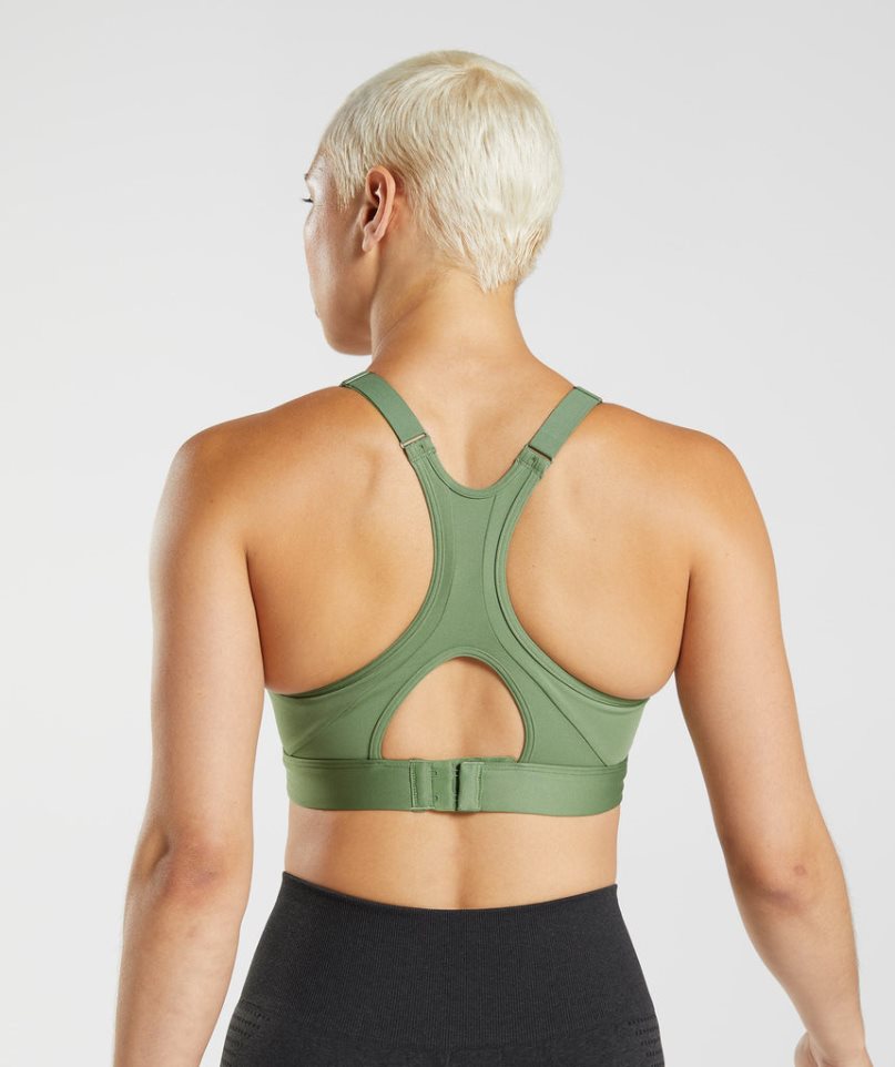 Women's Gymshark High Neck High Support Sports Bra Green | NZ 7GABPJ